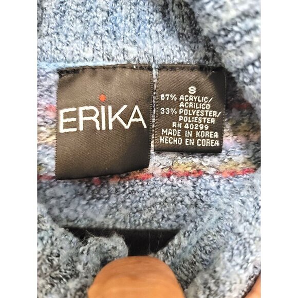 Erika Multicolor Striped Button-Up Pullover Turtles Neck Sweater Size s - Picture 8 of 10